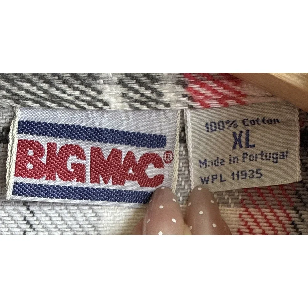Vintage 80s 90s Big Mac Plaid Flannel Lined Button Up Shirt Made in USA Men’s XL